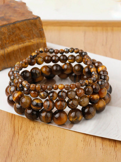 4 6 8 10 Mm Natural Stone Tiger Eye Bracelet Tiger Eyes Beads Bracelet For Men Women Yoga Healing Bracelets Jewelry