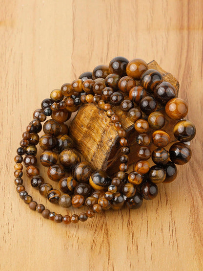 4 6 8 10 Mm Natural Stone Tiger Eye Bracelet Tiger Eyes Beads Bracelet For Men Women Yoga Healing Bracelets Jewelry