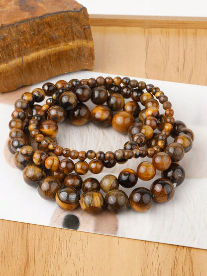 4 6 8 10 Mm Natural Stone Tiger Eye Bracelet Tiger Eyes Beads Bracelet For Men Women Yoga Healing Bracelets Jewelry
