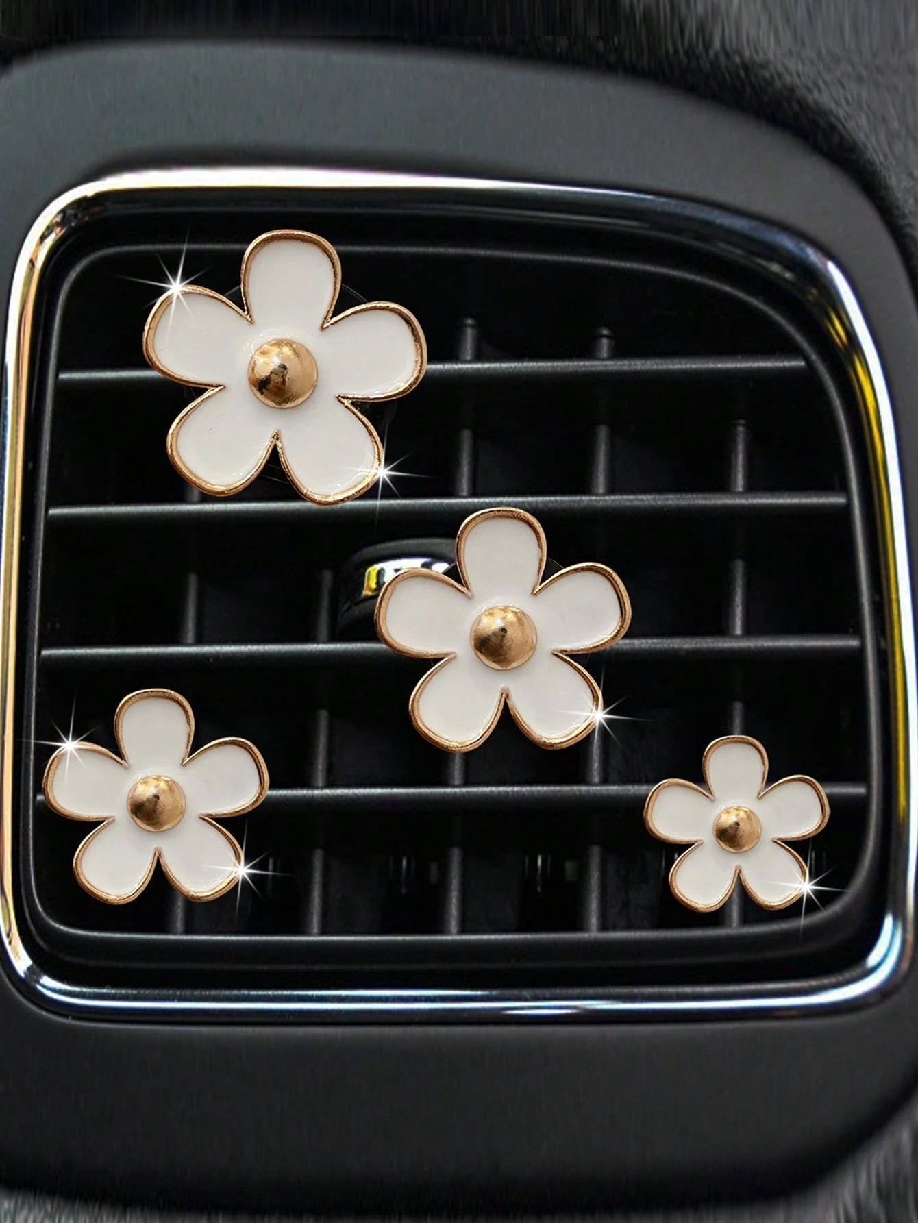 4/8/12pcs Alloy Small Daisy Set, Car Vent Clip Fragrance Decor, Auto Interior Air Conditioning Decor Accessories