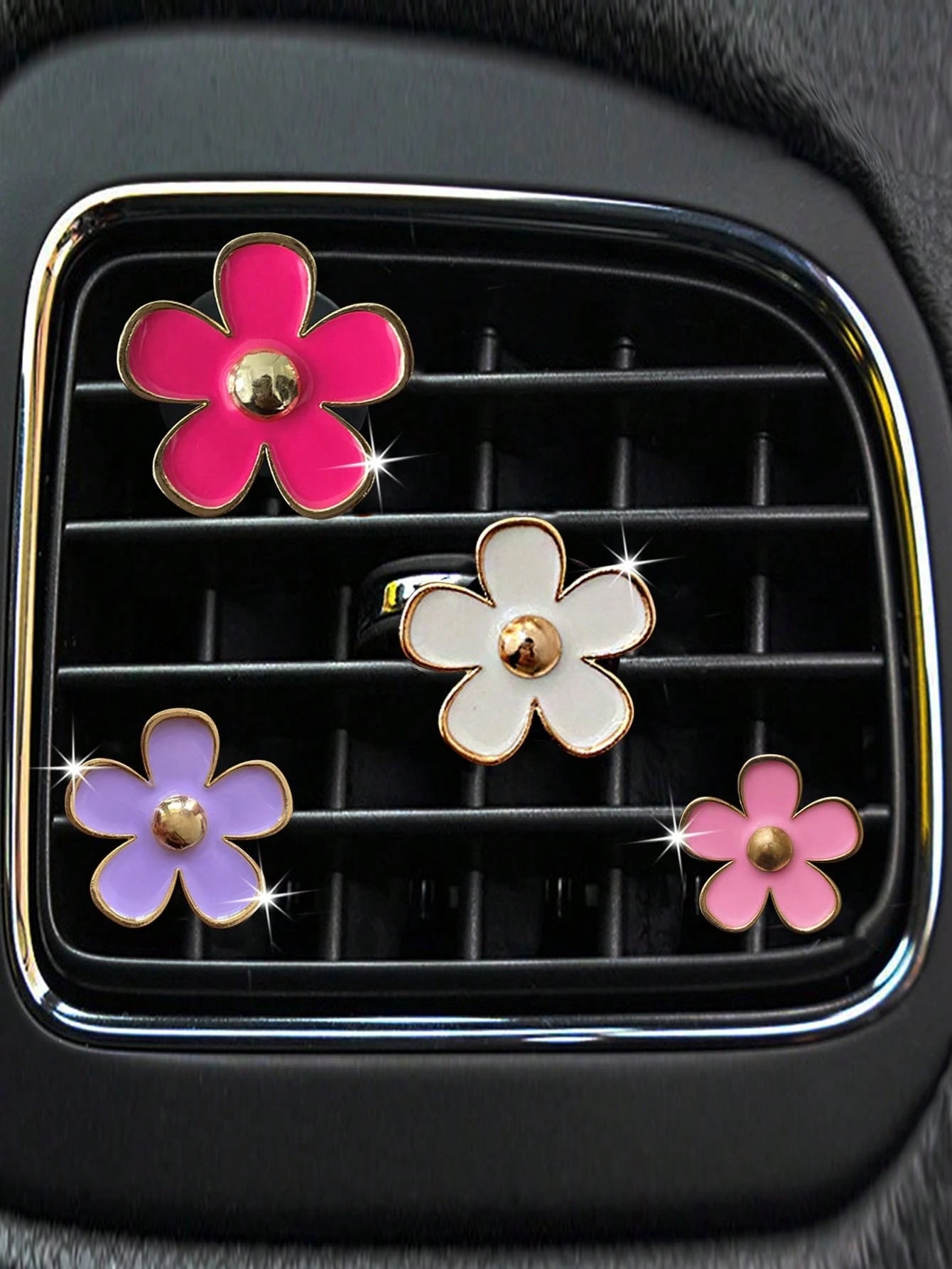 4/8/12pcs Alloy Small Daisy Set, Car Vent Clip Fragrance Decor, Auto Interior Air Conditioning Decor Accessories