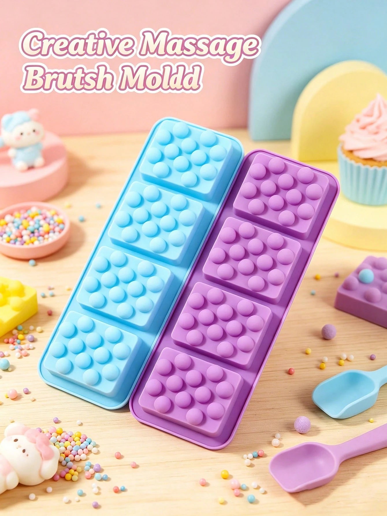 4-Cavity Massage Ball Silicone Mold Ice Cube Baking Tray 3D Shaped Handmade Art DIY Silicone Tool Set, Silicone, Non-Stick, Easy Release, Heat Resistant, Reusable Silicone Ice Cube Mold, Massage Ball