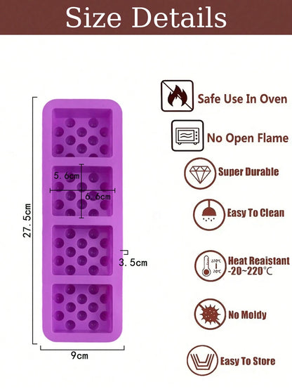 4-Cavity Massage Ball Silicone Mold Ice Cube Baking Tray 3D Shaped Handmade Art DIY Silicone Tool Set, Silicone, Non-Stick, Easy Release, Heat Resistant, Reusable Silicone Ice Cube Mold, Massage Ball