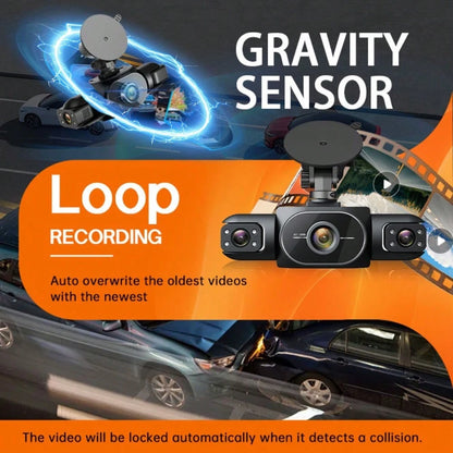 4 Channel 360°Dash Cam Front And Rear Inside Left Right, 2 Inch Dash Camera,64GB Card, Built-In Night Vision Sensitive Motion Detection Recording Parking Mode Monitor Reversing Help