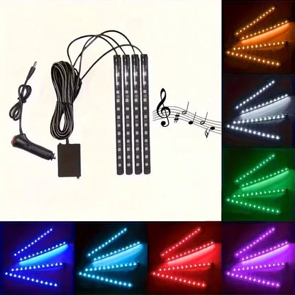 4-In-1 LED Car Interior Light With 16 Million Colors RGB Ambient Lighting Kit, Under Dash Light And Easy To Install For Drivers, (No Hard Wiring) Fits Most Vehicles