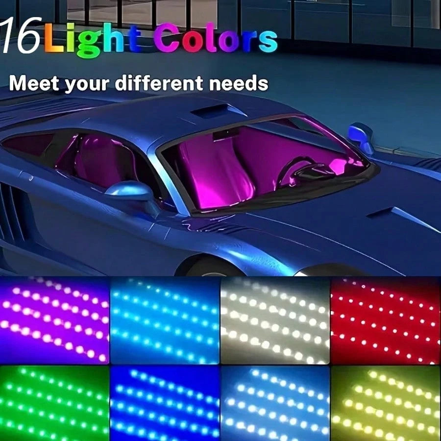 4-In-1 LED Car Interior Light With 16 Million Colors RGB Ambient Lighting Kit, Under Dash Light And Easy To Install For Drivers, (No Hard Wiring) Fits Most Vehicles