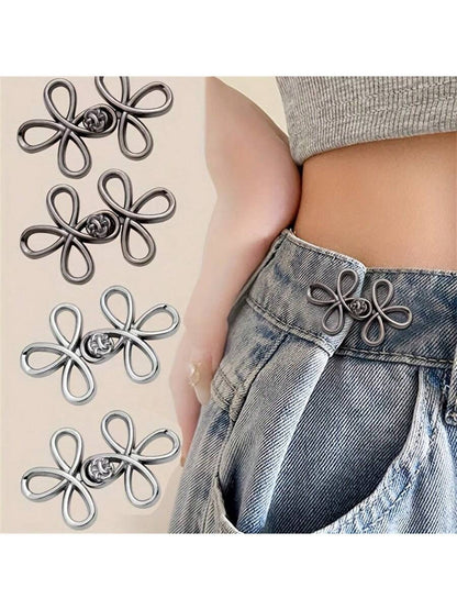 4 Packs Adjustable Belt Buckles- Seamless And Removable, Silver Metal, Sewing And Knitting Supplies