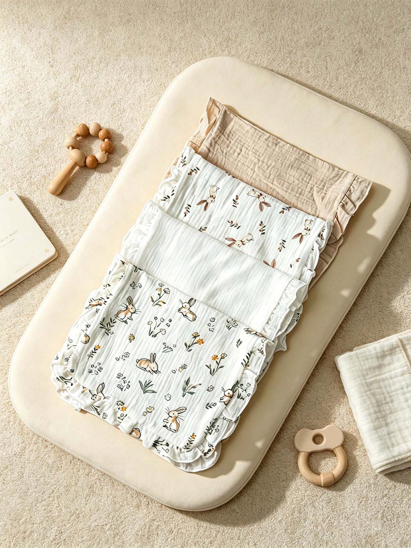 4 Packs Cotton Burp Rags Ruffle Baby Burp Cloths Baby Boy & Girl, Absorbent Cotton Burping Cloths For Babies,Infant Towels, Milk Spit Up Rags