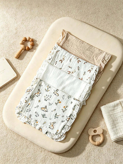 4 Packs Cotton Burp Rags Ruffle Baby Burp Cloths Baby Boy & Girl, Absorbent Cotton Burping Cloths For Babies,Infant Towels, Milk Spit Up Rags