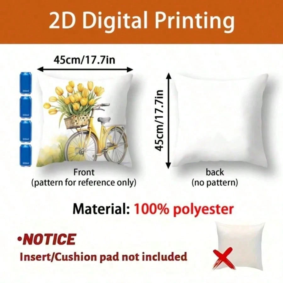 4 PCS Tropical Flower Throw Pillow Covers- 17.7*17.7Inch 2D Flat Cushion Cover, Zipper Closure, Machine Washable, Suitable For Living Room, Bedroom, Sofa, Patio, Outdoor Decor(No Inserts)