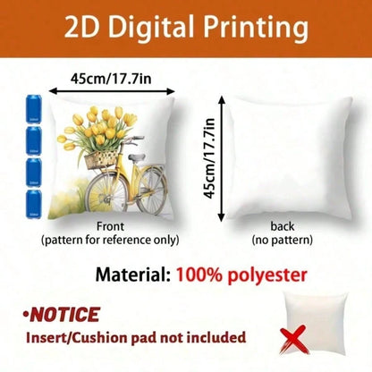 4 PCS Tropical Flower Throw Pillow Covers- 17.7*17.7Inch 2D Flat Cushion Cover, Zipper Closure, Machine Washable, Suitable For Living Room, Bedroom, Sofa, Patio, Outdoor Decor(No Inserts)