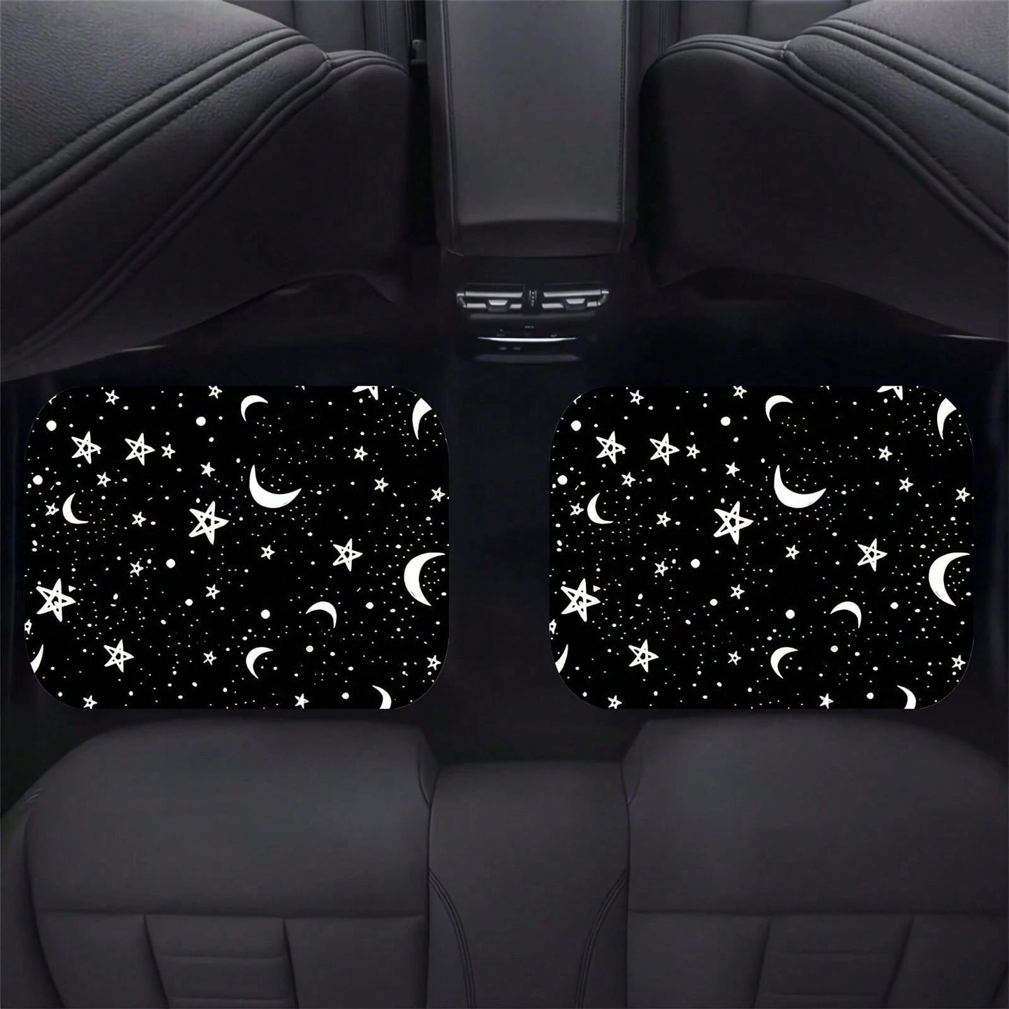 4 Pieces Of Universal Star And Moon Printing Car Floor Mats, Non-Slip And Wear-Resistant Design, Interior Decoration Protective Mats, Practical Auto Accessories