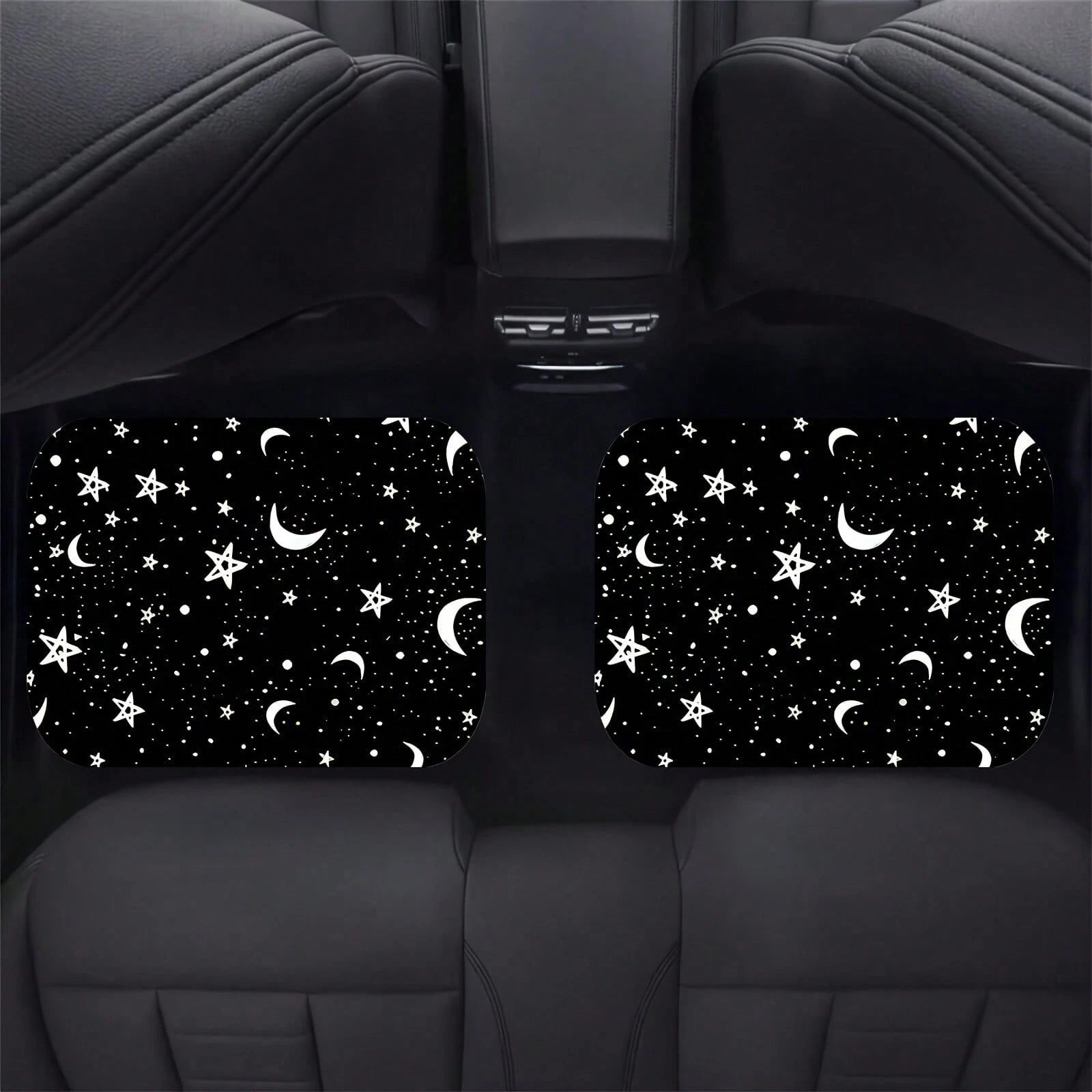 4 Pieces Of Universal Star And Moon Printing Car Floor Mats, Non-Slip And Wear-Resistant Design, Interior Decoration Protective Mats, Practical Auto Accessories