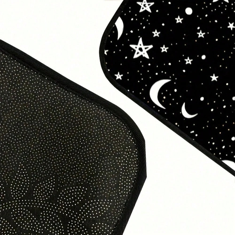 4 Pieces Of Universal Star And Moon Printing Car Floor Mats, Non-Slip And Wear-Resistant Design, Interior Decoration Protective Mats, Practical Auto Accessories