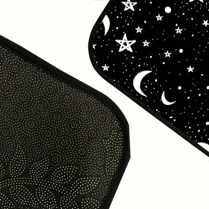 4 Pieces Of Universal Star And Moon Printing Car Floor Mats, Non-Slip And Wear-Resistant Design, Interior Decoration Protective Mats, Practical Auto Accessories
