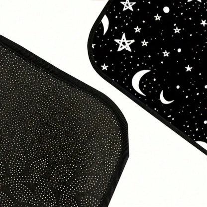 4 Pieces Of Universal Star And Moon Printing Car Floor Mats, Non-Slip And Wear-Resistant Design, Interior Decoration Protective Mats, Practical Auto Accessories