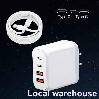 4-Port USB-C Fast Charging Wall Charger, PD Power Adapter, Compatible With I Phone 16/15/14/13 Pro Max Nan
