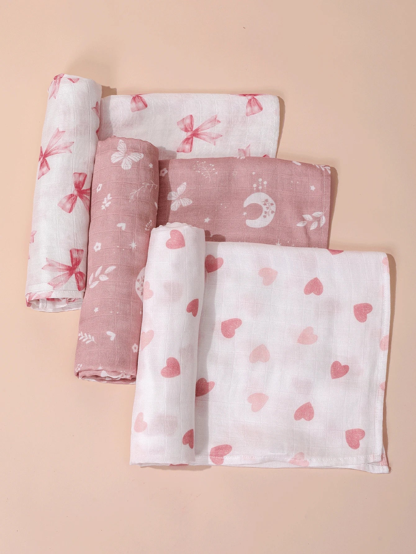 4-Season Thin Gauze Bamboo Fiber Baby Swaddle Blanket 3-Piece Set 100*100cm, Soft And Comfortable, With Oeko Certification