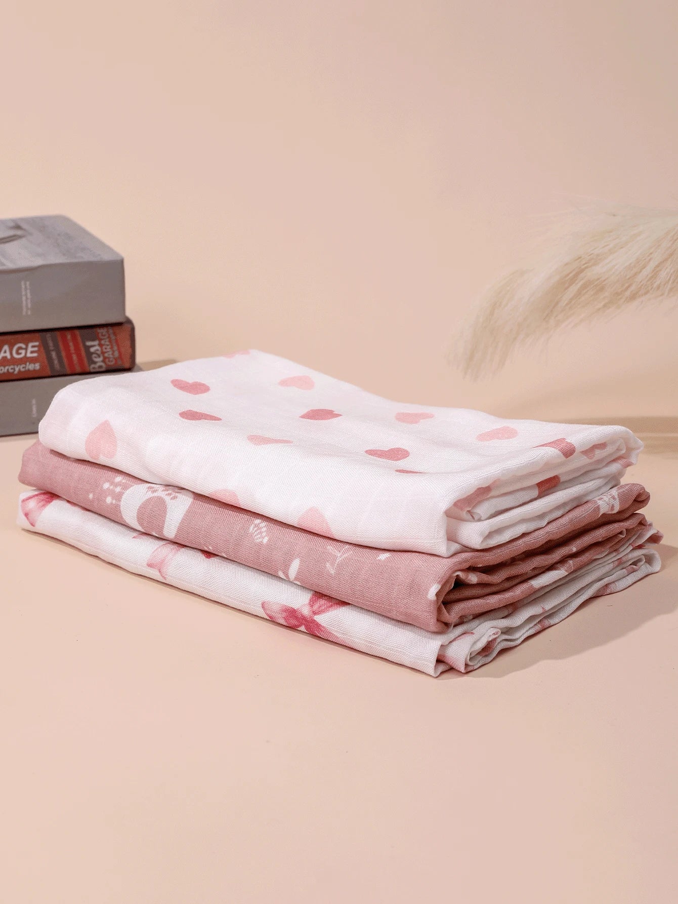 4-Season Thin Gauze Bamboo Fiber Baby Swaddle Blanket 3-Piece Set 100*100cm, Soft And Comfortable, With Oeko Certification