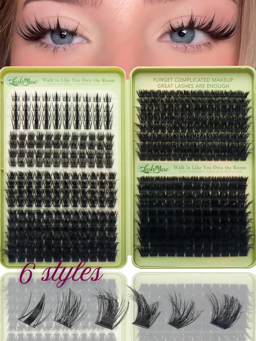 460 Clusters D-Curl Fluffy False Eyelashes, 120D+200D Dual Density Combination, 8-16MM Mixed Length, Large Capacity Segmented Single Cluster Arrangement, Dense And Voluminous Yet Retaining Natural Lay