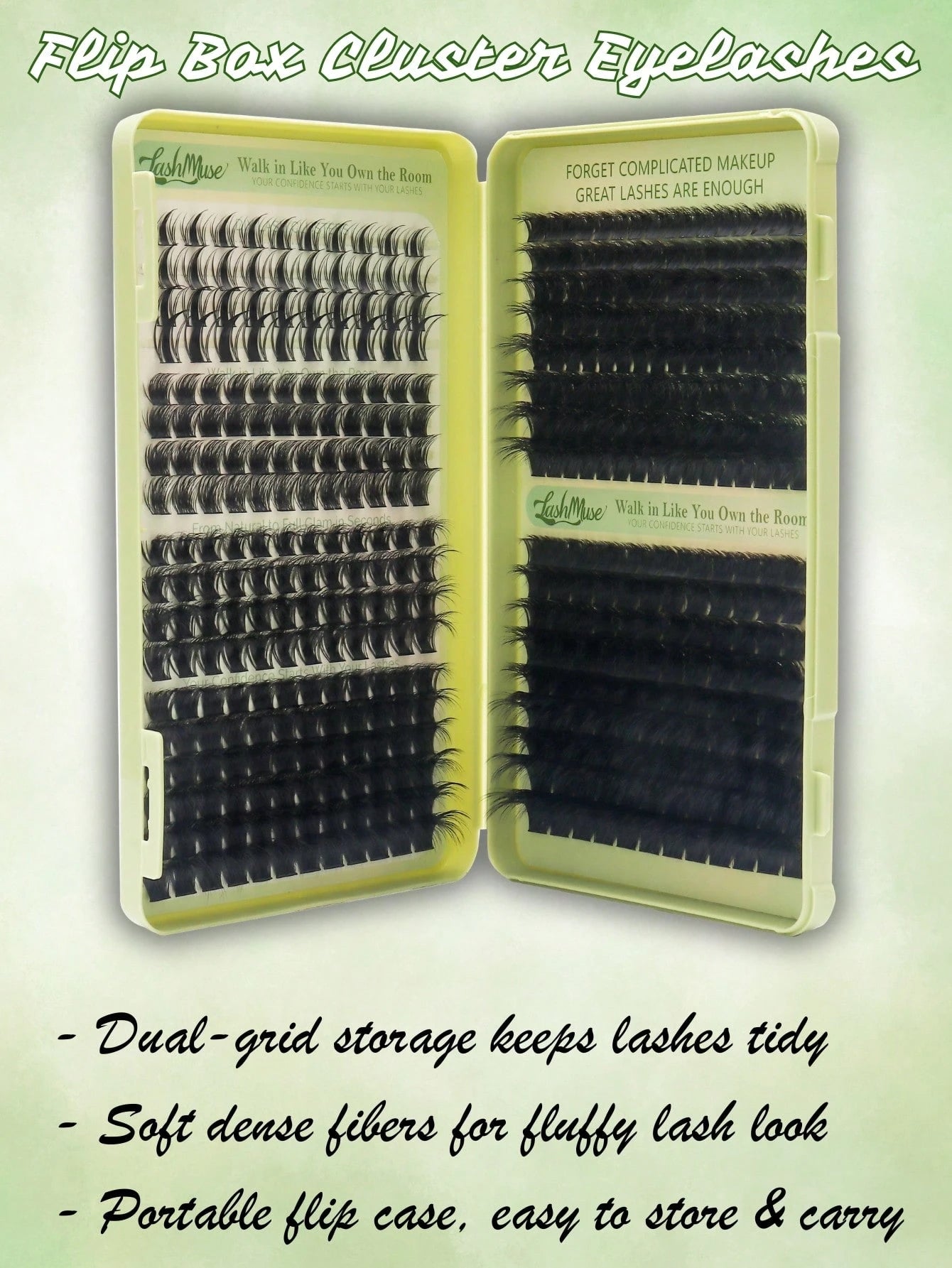 460 Clusters D-Curl Fluffy False Eyelashes, 120D+200D Dual Density Combination, 8-16MM Mixed Length, Large Capacity Segmented Single Cluster Arrangement, Dense And Voluminous Yet Retaining Natural Lay