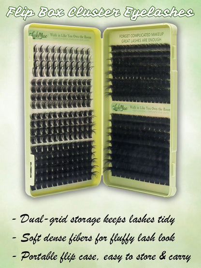 460 Clusters D-Curl Fluffy False Eyelashes, 120D+200D Dual Density Combination, 8-16MM Mixed Length, Large Capacity Segmented Single Cluster Arrangement, Dense And Voluminous Yet Retaining Natural Lay