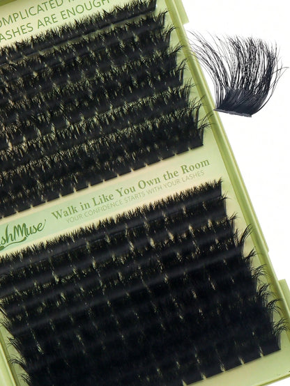 460 Clusters D-Curl Fluffy False Eyelashes, 120D+200D Dual Density Combination, 8-16MM Mixed Length, Large Capacity Segmented Single Cluster Arrangement, Dense And Voluminous Yet Retaining Natural Lay