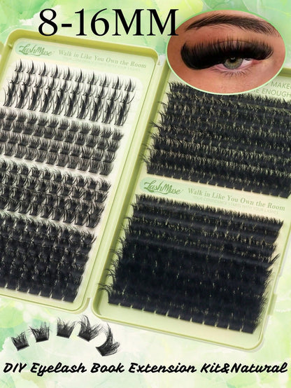 460 Clusters D-Curl Fluffy False Eyelashes, 120D+200D Dual Density Combination, 8-16MM Mixed Length, Large Capacity Segmented Single Cluster Arrangement, Dense And Voluminous Yet Retaining Natural Lay