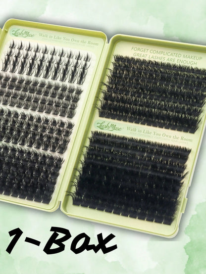 460 Clusters D-Curl Fluffy False Eyelashes, 120D+200D Dual Density Combination, 8-16MM Mixed Length, Large Capacity Segmented Single Cluster Arrangement, Dense And Voluminous Yet Retaining Natural Lay