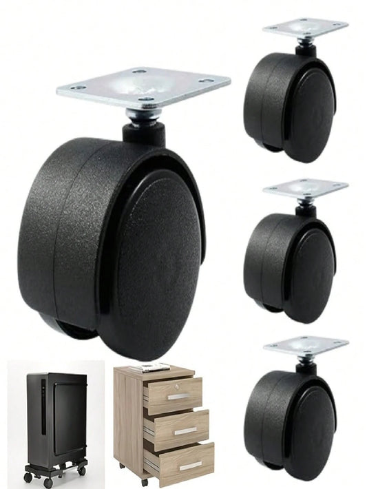 4pcs 1.5 Inch Casters, Plastic Furniture Swivel Wheels For Carts, Furniture, Planters, Cribs, Kitchen, Drawers, Cabinets, Tables