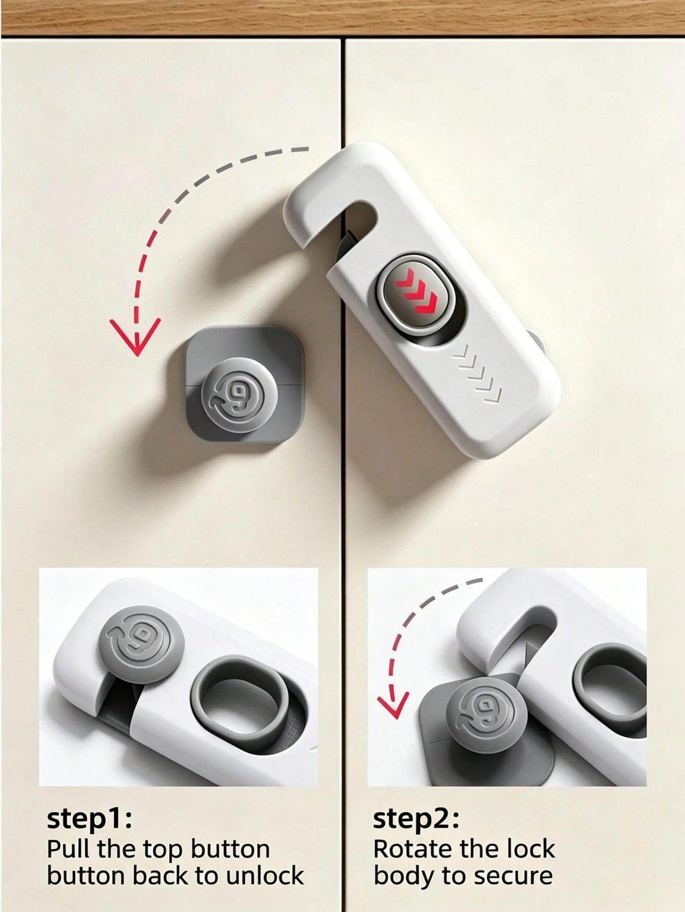 4pcs/2pcs Children Drawer Locks, No-Drill Baby Safety Locks, Suitable For Refrigerator, Cabinet, Drawer And Double Door