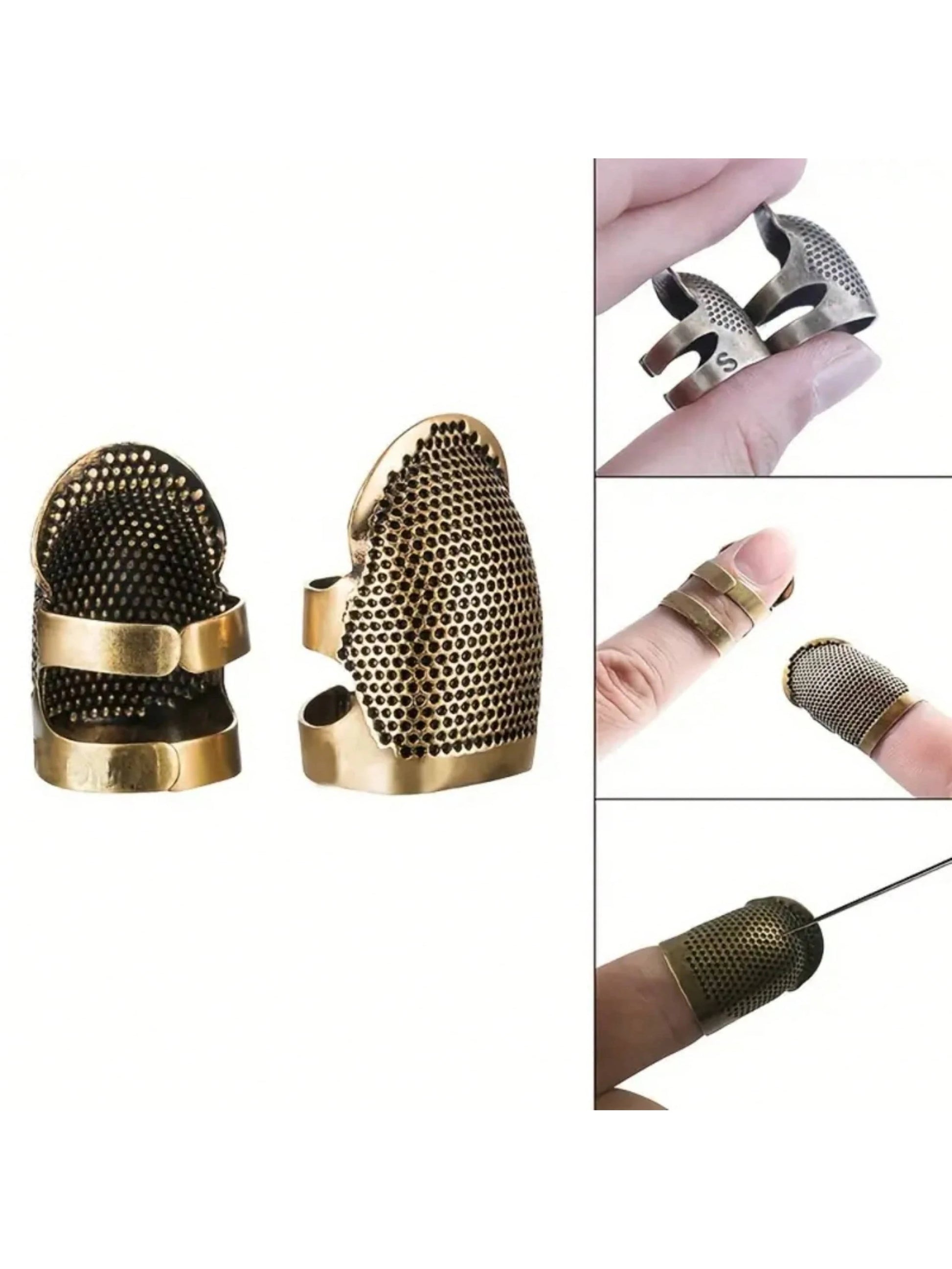 4PCS/2PCS Colorful Sewing Thimbles Finger Protectors, Metal Adjustable Finger Guards For Sewing And Mending, Protect Fingertips From Needle Pricks, S Size Fits Finger Diameter 1.3-1.5cm, M Size Fits F