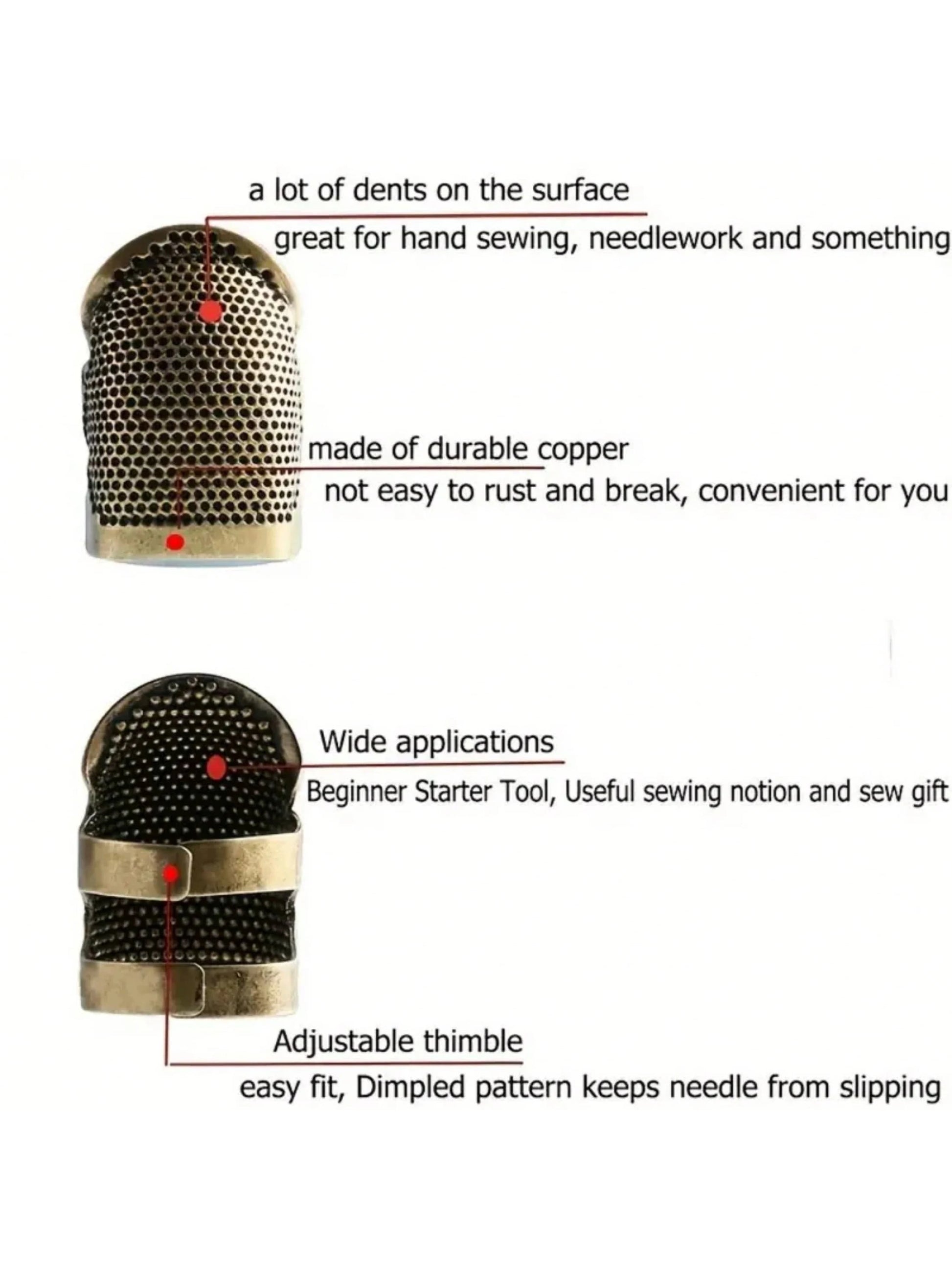 4PCS/2PCS Colorful Sewing Thimbles Finger Protectors, Metal Adjustable Finger Guards For Sewing And Mending, Protect Fingertips From Needle Pricks, S Size Fits Finger Diameter 1.3-1.5cm, M Size Fits F
