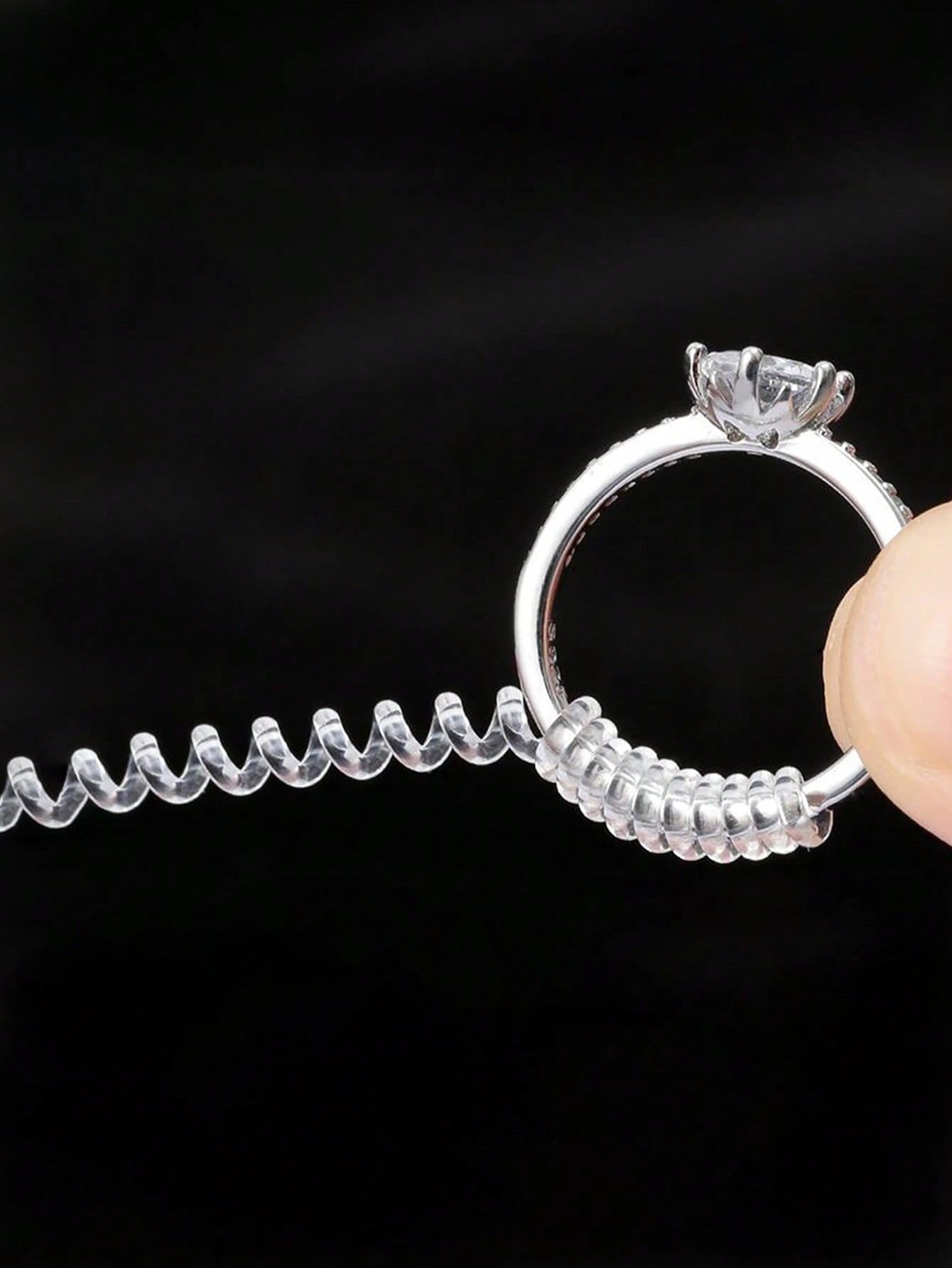 4pcs/8pcs-4 Different Models Of Clear Plastic Spring Invisible Ring Adjuster, Spiral Ring Size Adjustment Spring