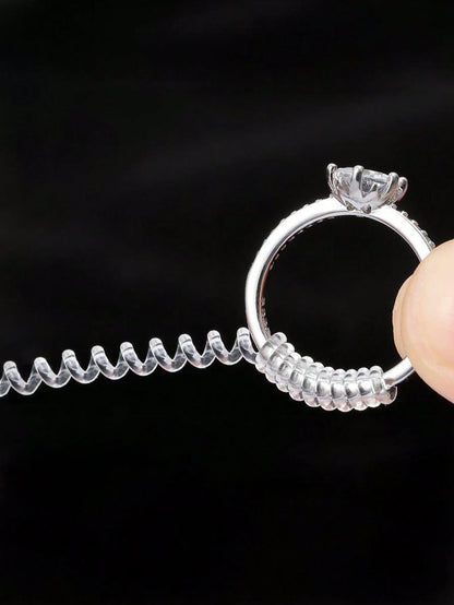 4pcs/8pcs-4 Different Models Of Clear Plastic Spring Invisible Ring Adjuster, Spiral Ring Size Adjustment Spring