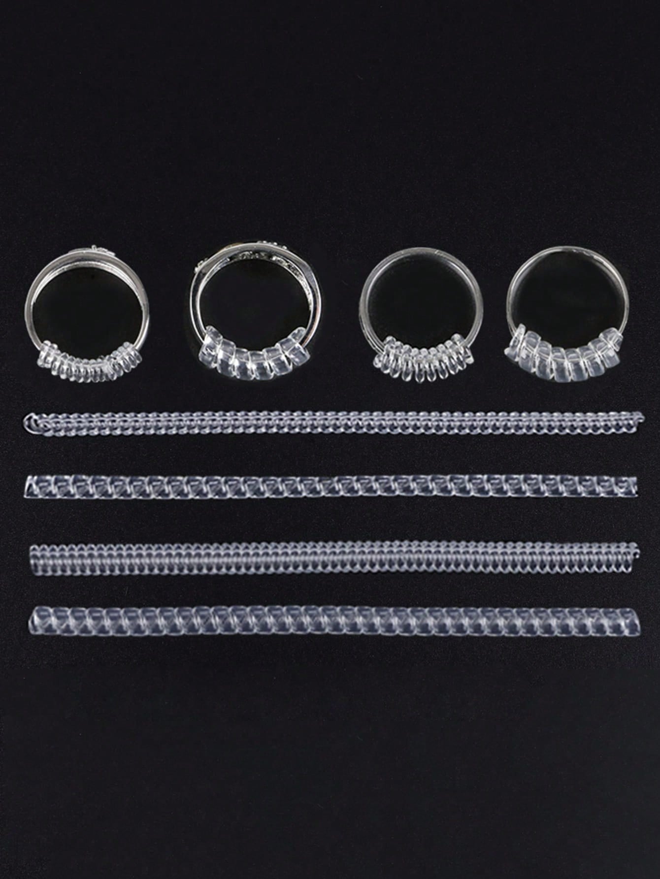 4pcs/8pcs-4 Different Models Of Clear Plastic Spring Invisible Ring Adjuster, Spiral Ring Size Adjustment Spring