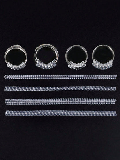 4pcs/8pcs-4 Different Models Of Clear Plastic Spring Invisible Ring Adjuster, Spiral Ring Size Adjustment Spring