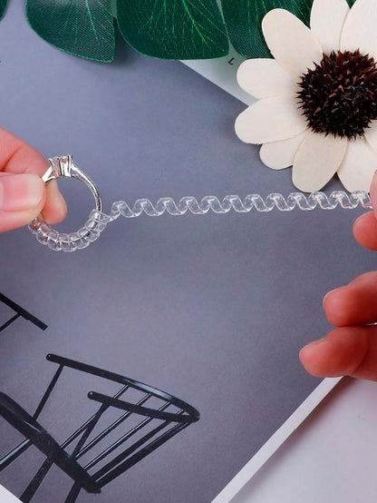 4pcs/8pcs-4 Different Models Of Clear Plastic Spring Invisible Ring Adjuster, Spiral Ring Size Adjustment Spring