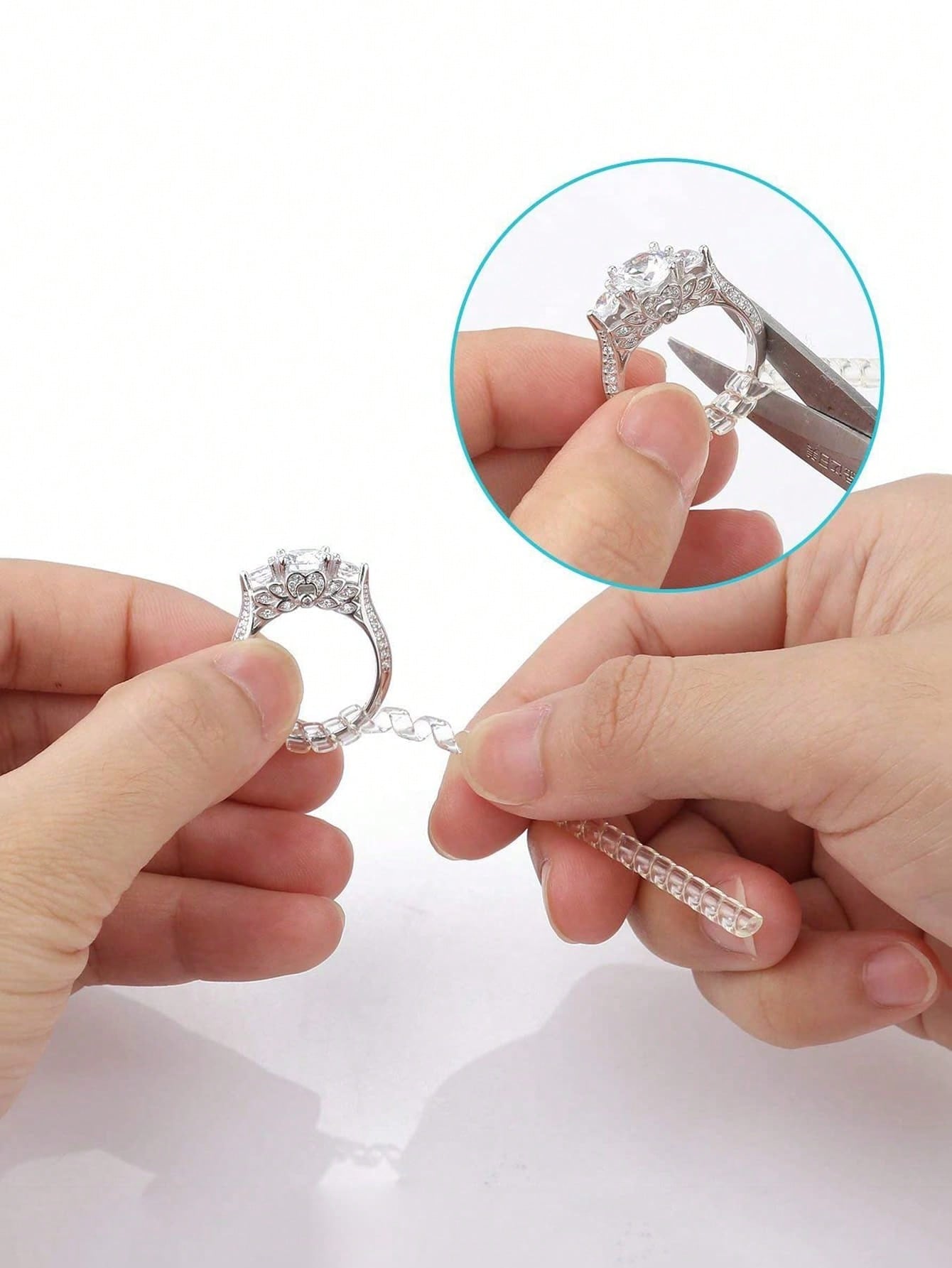 4pcs/8pcs-4 Different Models Of Clear Plastic Spring Invisible Ring Adjuster, Spiral Ring Size Adjustment Spring