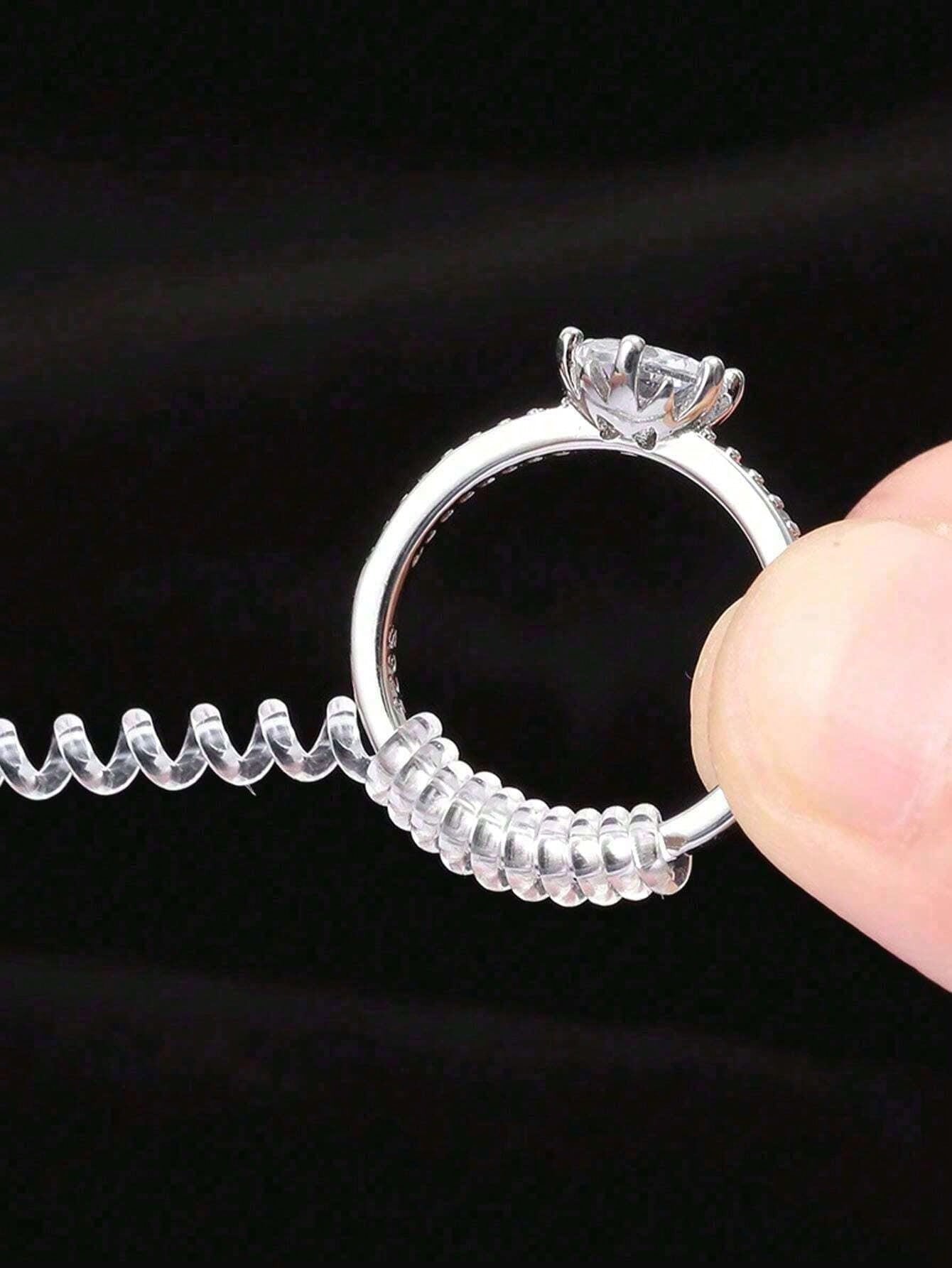 4pcs/8pcs- 4 Different Models Of Transparent Plastic Spring Invisible Ring Adjuster, Spiral Ring Size Adjustable Spring