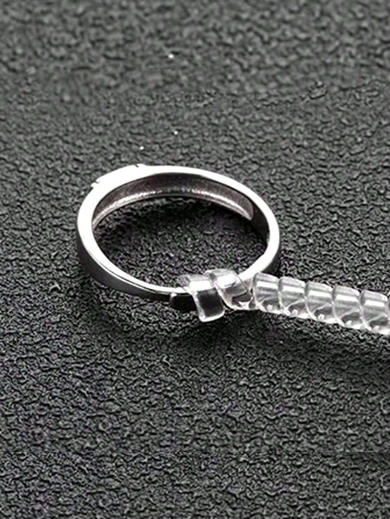 4pcs/8pcs- 4 Different Models Of Transparent Plastic Spring Invisible Ring Adjuster, Spiral Ring Size Adjustable Spring