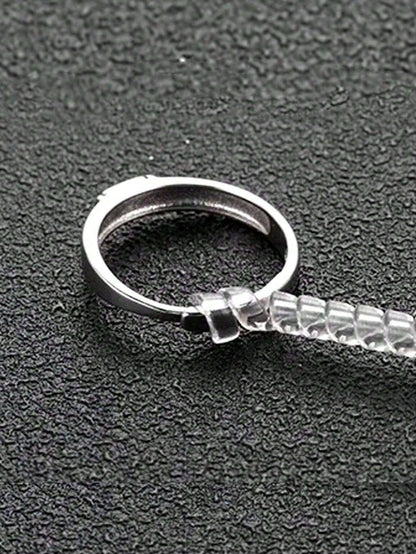 4pcs/8pcs- 4 Different Models Of Transparent Plastic Spring Invisible Ring Adjuster, Spiral Ring Size Adjustable Spring
