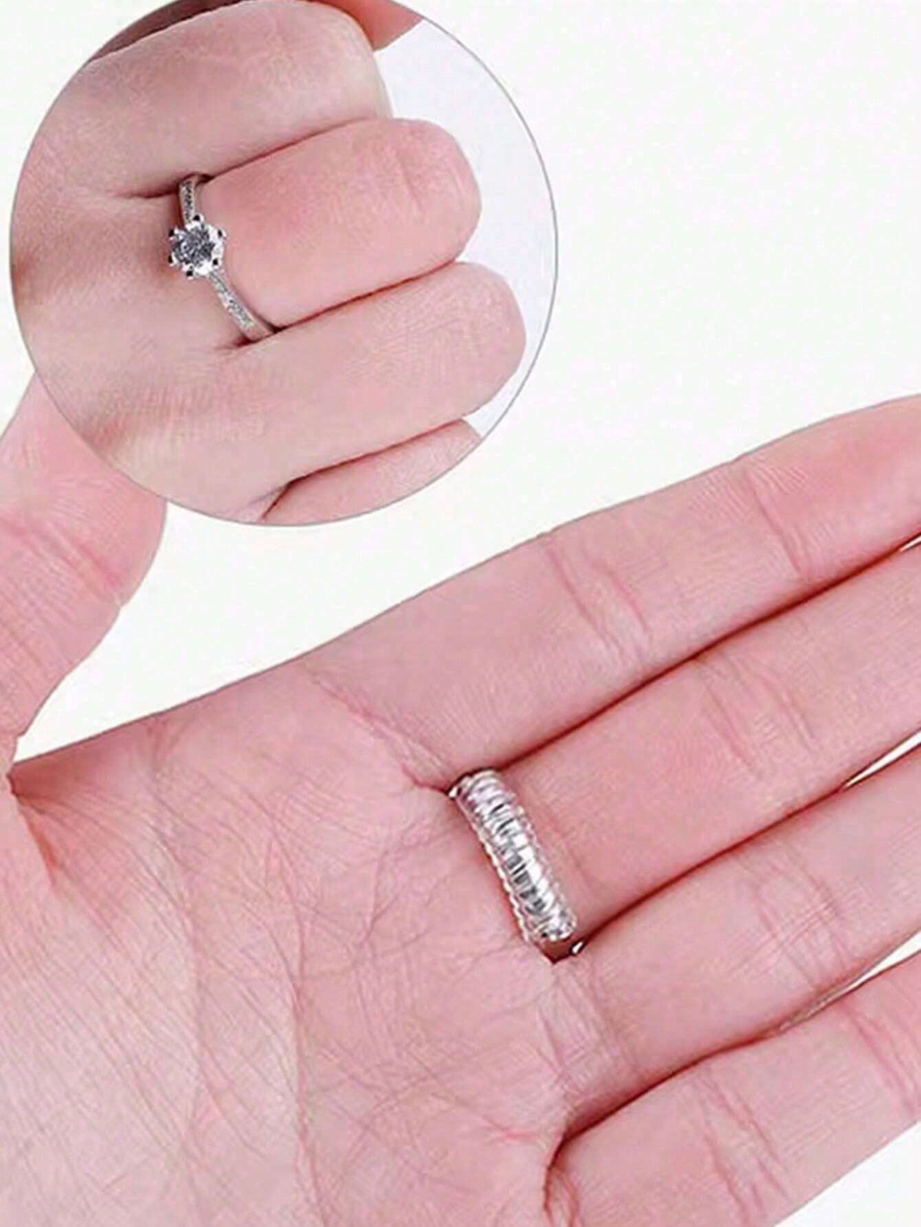 4pcs/8pcs- 4 Different Models Of Transparent Plastic Spring Invisible Ring Adjuster, Spiral Ring Size Adjustable Spring