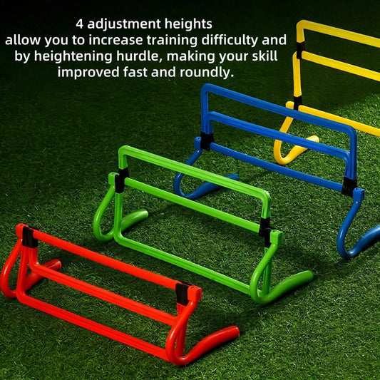 4pcs Adjustable Height Agility Training Hurdles- Made Of ABS Material, Curved Design For Stability And Durability, Multi-Height Speed Training Hurdles, Multi-Color Combination