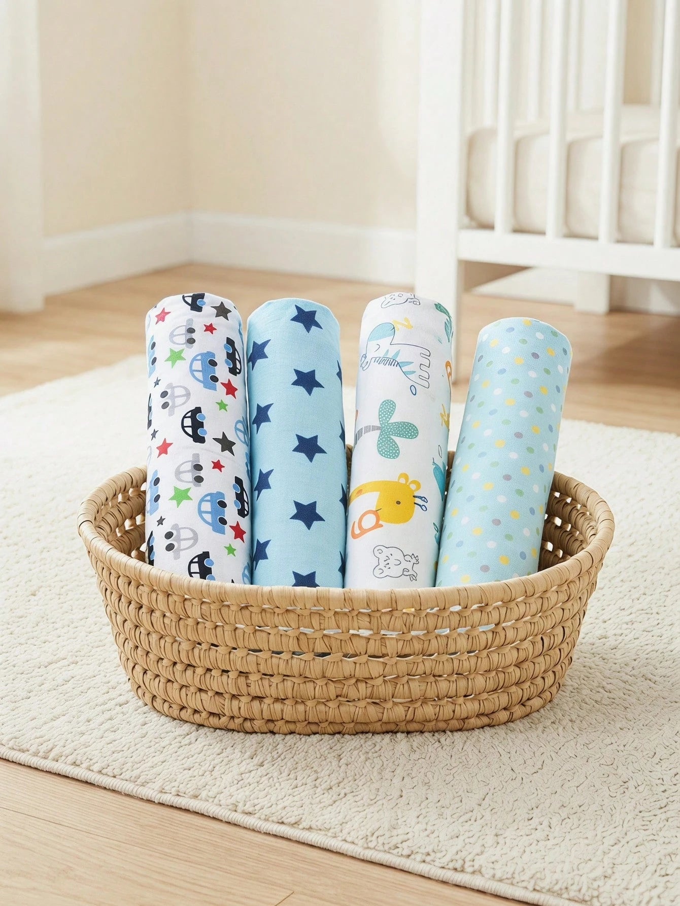 4pcs Baby Flannel Swaddle, Newborn Blanket Wrap, Infant Receiving Blanket, Baby Printed Swaddle Blanket Wraps