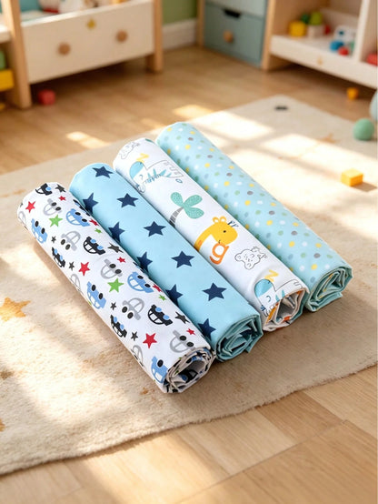 4pcs Baby Flannel Swaddle, Newborn Blanket Wrap, Infant Receiving Blanket, Baby Printed Swaddle Blanket Wraps