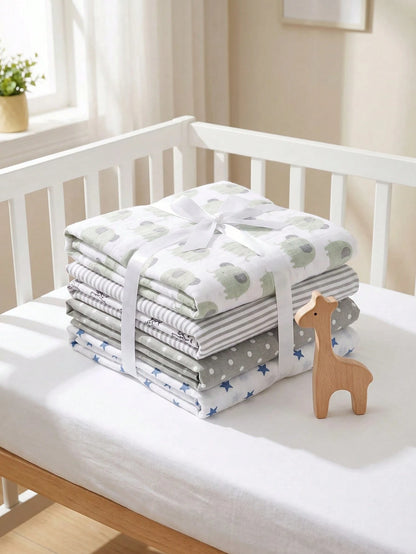 4pcs Baby Flannel Swaddle, Newborn Blanket Wrap, Infant Receiving Blanket, Baby Printed Swaddle Blanket Wraps