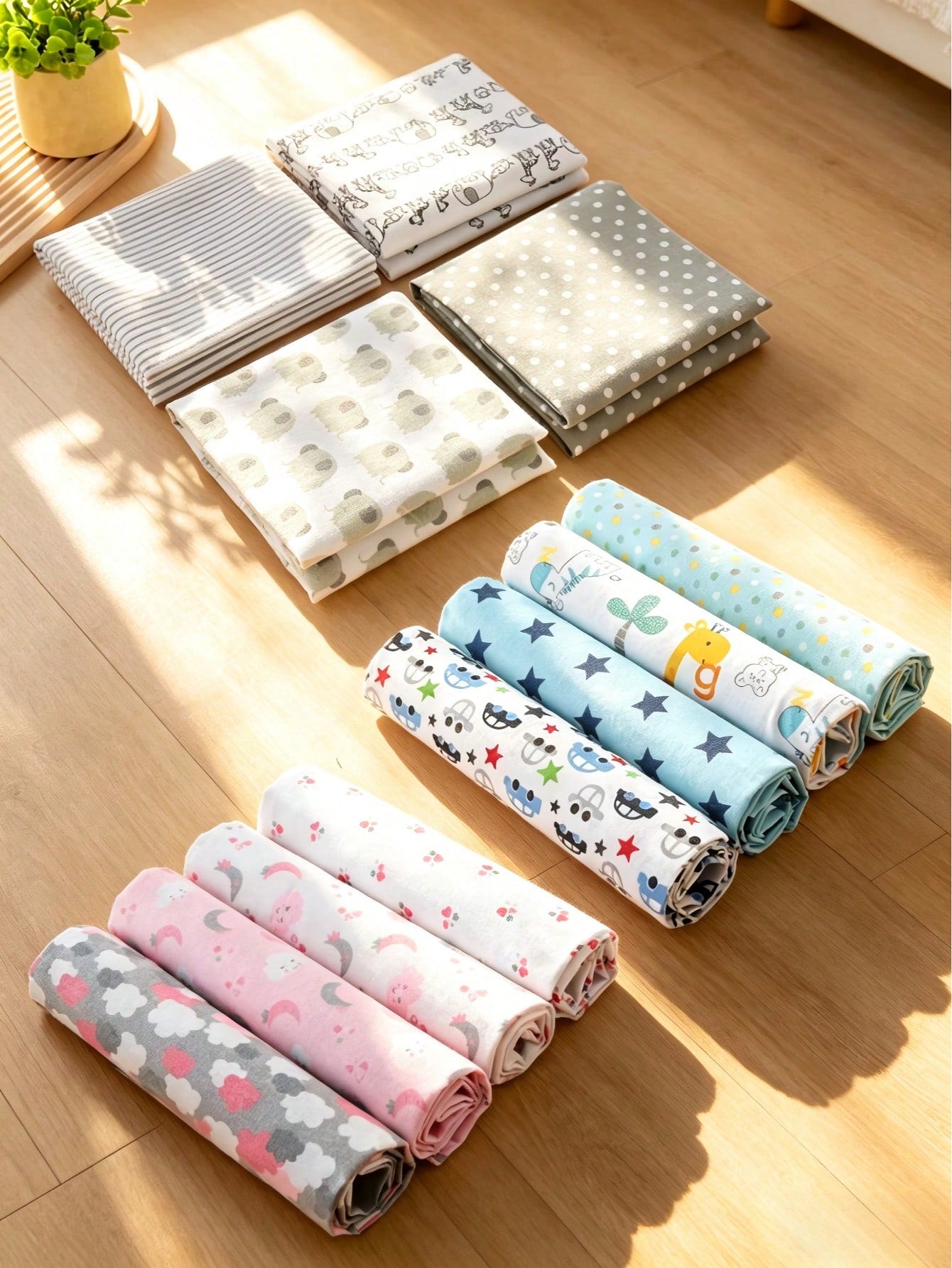 4pcs Baby Flannel Swaddle, Newborn Blanket Wrap, Infant Receiving Blanket, Baby Printed Swaddle Blanket Wraps