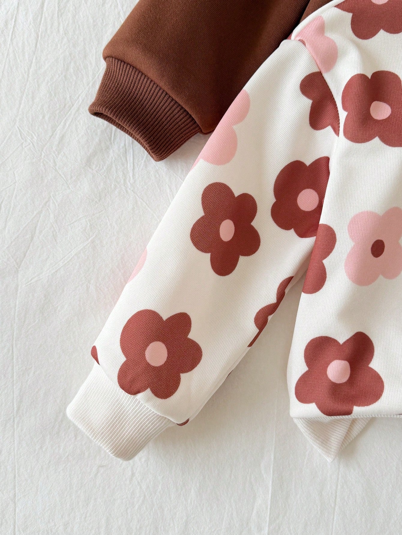 4PCS Baby Girls Infant Toddler Cute Flower Print Long Sleeve Crew Neck Soft Thick Sweatshirt Pants Set Outfit Back To School Fall Winter