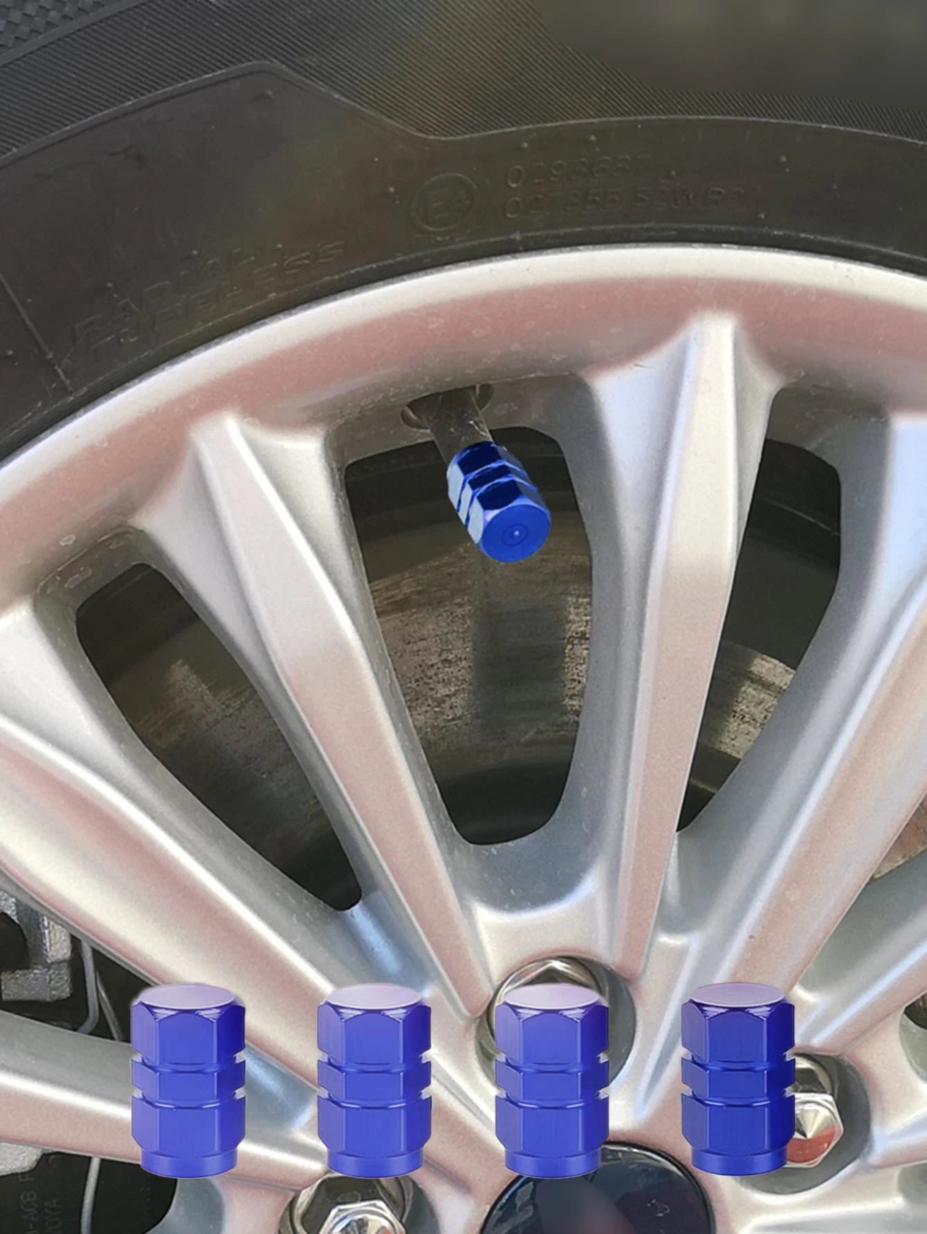 4pcs Blue Valve Stem Caps- Suitable For Car Tires, Car Dust Caps, Tires, Compatible With Toyota Corolla, Accord Accessories, Motorcycles, Trucks, Bicycles, Stylish Valve Stem Covers, Durable And Fash
